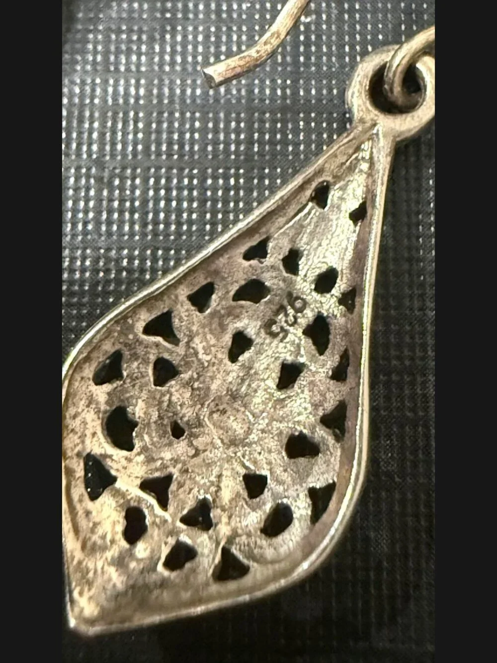 Vintage 925 Sterling Silver Floral Filigree Teardrop Dangle Earrings